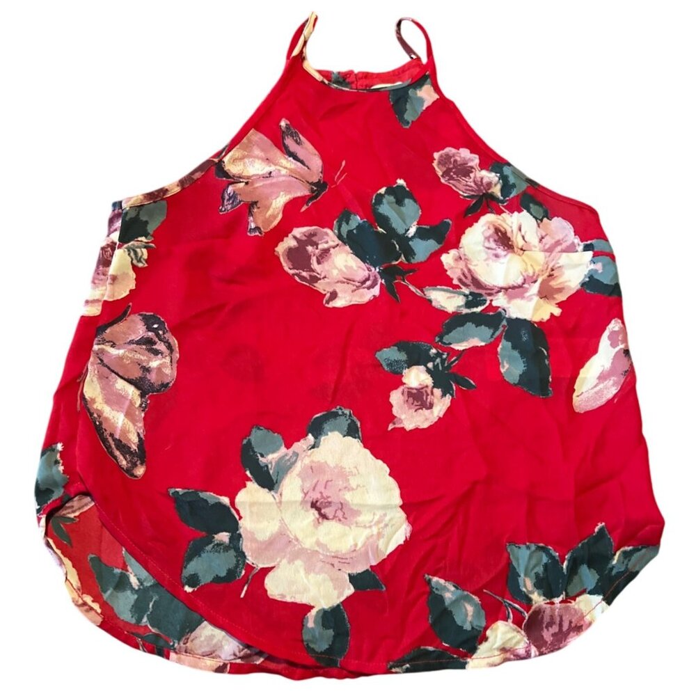 Abercrombie & Fitch Red Floral Halter Top S Womens Summer Wear - Picture 1 of 6